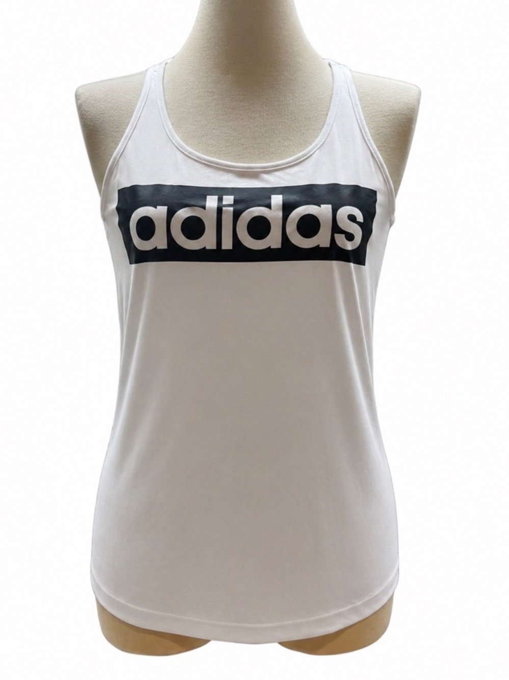 Adidas Women's Logo Racerback White and Black Activewear Tank Size Large